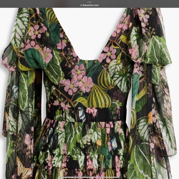 Oscar de la Renta Tiered Chiffon Silk Mini Dress - Picture 2 of 2